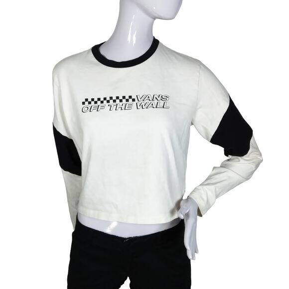 Vans Tops - Vans Crop Tee Size Small Long Colorblock sleeves Black and White